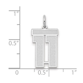 14k White Gold Medium Satin Number 11 Charm