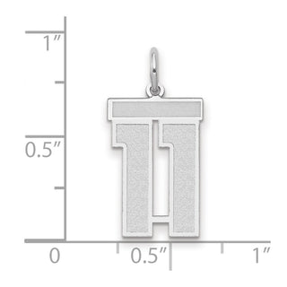 14k White Gold Medium Satin Number 11 Charm