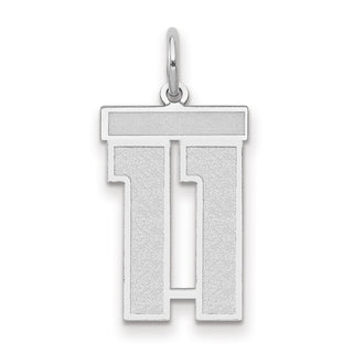 14k White Gold Medium Satin Number 11 Charm