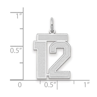 14k White Gold Medium Satin Number 12 Charm