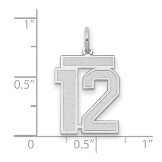 14k White Gold Medium Satin Number 12 Charm