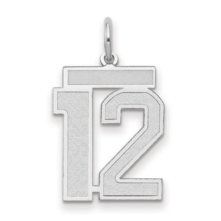 14k White Gold Medium Satin Number 12 Charm