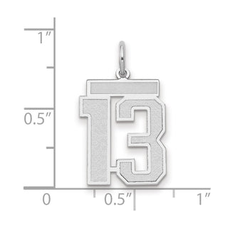 14k White Gold Medium Satin Number 13 Charm