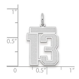 14k White Gold Medium Satin Number 13 Charm