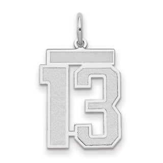 14k White Gold Medium Satin Number 13 Charm