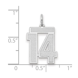 14k White Gold Medium Satin Number 14 Charm