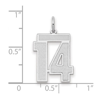 14k White Gold Medium Satin Number 14 Charm