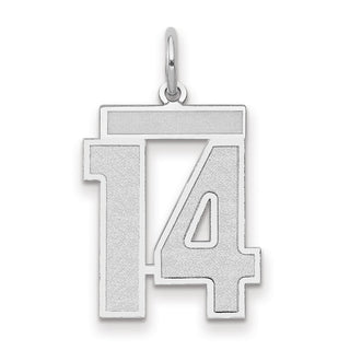 14k White Gold Medium Satin Number 14 Charm