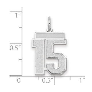 14k White Gold Medium Satin Number 15 Charm