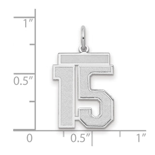 14k White Gold Medium Satin Number 15 Charm