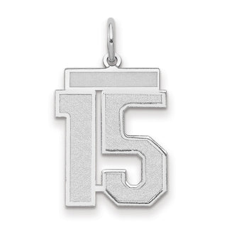 14k White Gold Medium Satin Number 15 Charm