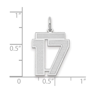 14k White Gold Medium Satin Number 17 Charm