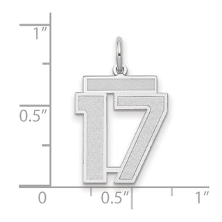 14k White Gold Medium Satin Number 17 Charm