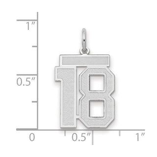 14k White Gold Medium Satin Number 18 Charm