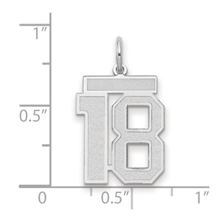 14k White Gold Medium Satin Number 18 Charm