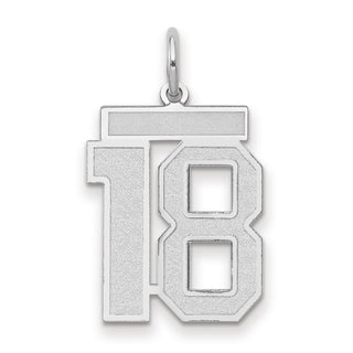 14k White Gold Medium Satin Number 18 Charm