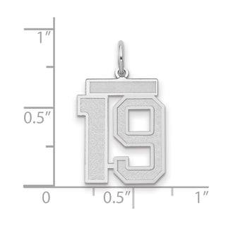 14k White Gold Medium Satin Number 19 Charm
