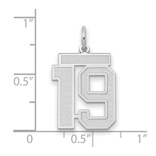 14k White Gold Medium Satin Number 19 Charm