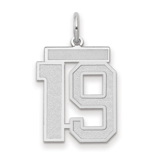 14k White Gold Medium Satin Number 19 Charm