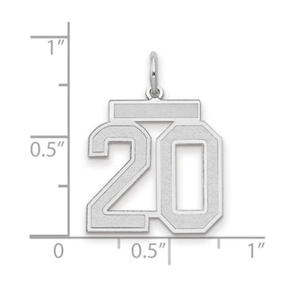 14k White Gold Medium Satin Number 20 Charm