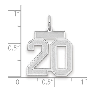 14k White Gold Medium Satin Number 20 Charm