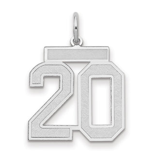 14k White Gold Medium Satin Number 20 Charm