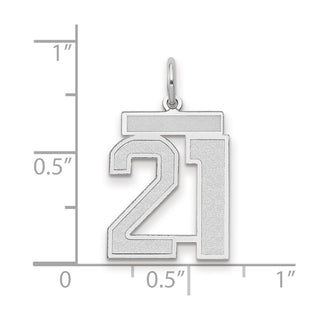 14k White Gold Medium Satin Number 21 Charm
