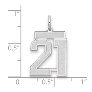 14k White Gold Medium Satin Number 21 Charm