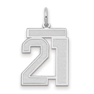 14k White Gold Medium Satin Number 21 Charm
