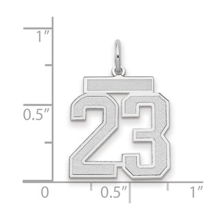 14k White Gold Medium Satin Number 23 Charm