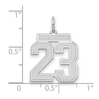 14k White Gold Medium Satin Number 23 Charm