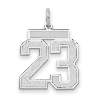 14k White Gold Medium Satin Number 23 Charm