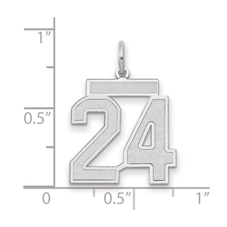 14k White Gold Medium Satin Number 24 Charm