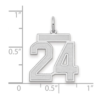 14k White Gold Medium Satin Number 24 Charm