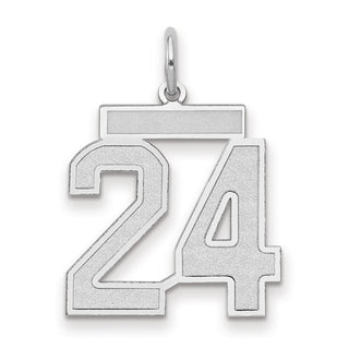 14k White Gold Medium Satin Number 24 Charm