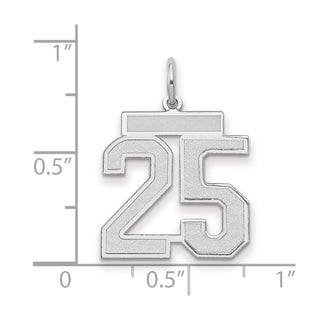 14k White Gold Medium Satin Number 25 Charm
