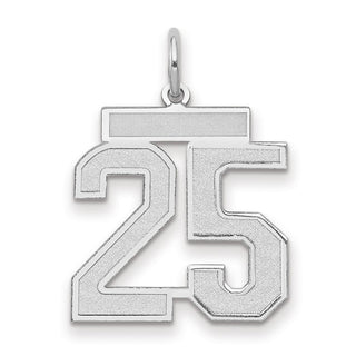 14k White Gold Medium Satin Number 25 Charm