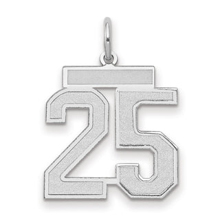 14k White Gold Medium Satin Number 25 Charm