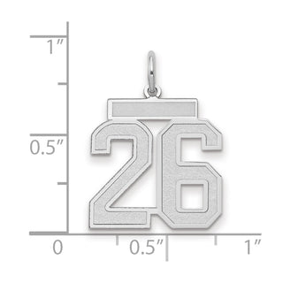 14k White Gold Medium Satin Number 26 Charm