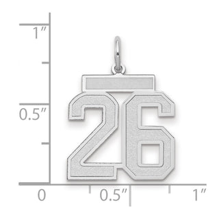 14k White Gold Medium Satin Number 26 Charm