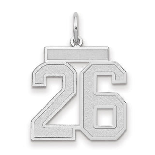 14k White Gold Medium Satin Number 26 Charm