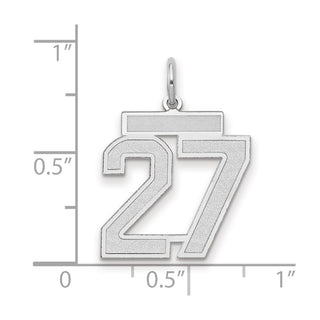14k White Gold Medium Satin Number 27 Charm