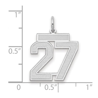 14k White Gold Medium Satin Number 27 Charm