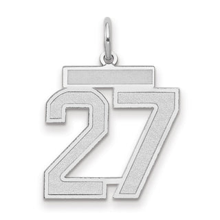 14k White Gold Medium Satin Number 27 Charm