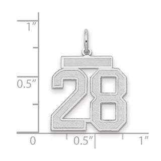 14k White Gold Medium Satin Number 28 Charm