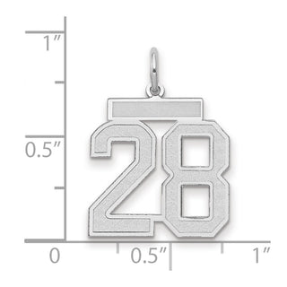 14k White Gold Medium Satin Number 28 Charm