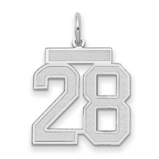14k White Gold Medium Satin Number 28 Charm