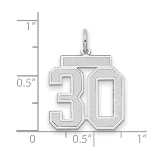 14k White Gold Medium Satin Number 30 Charm