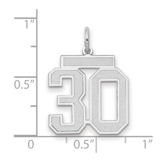 14k White Gold Medium Satin Number 30 Charm