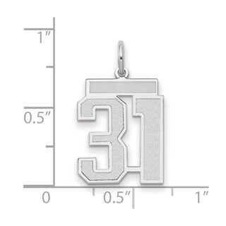 14k White Gold Medium Satin Number 31 Charm